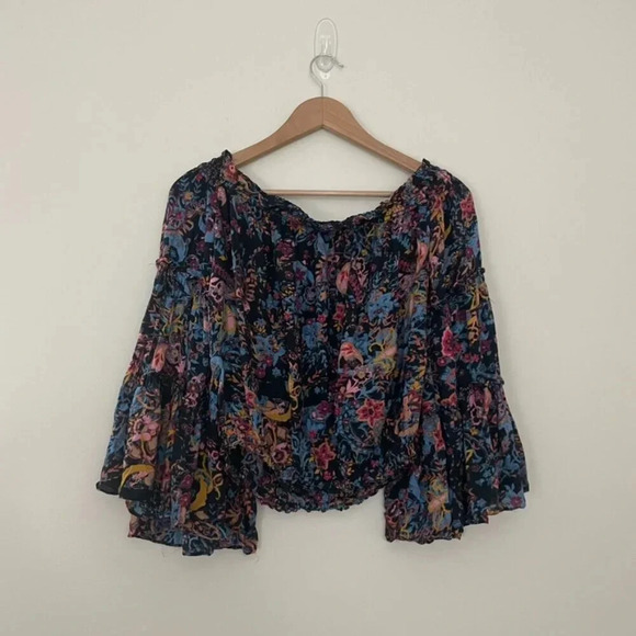 Free People Free Spirit Floral Off The Shoulder Top Size Small - Picture 2 of 6